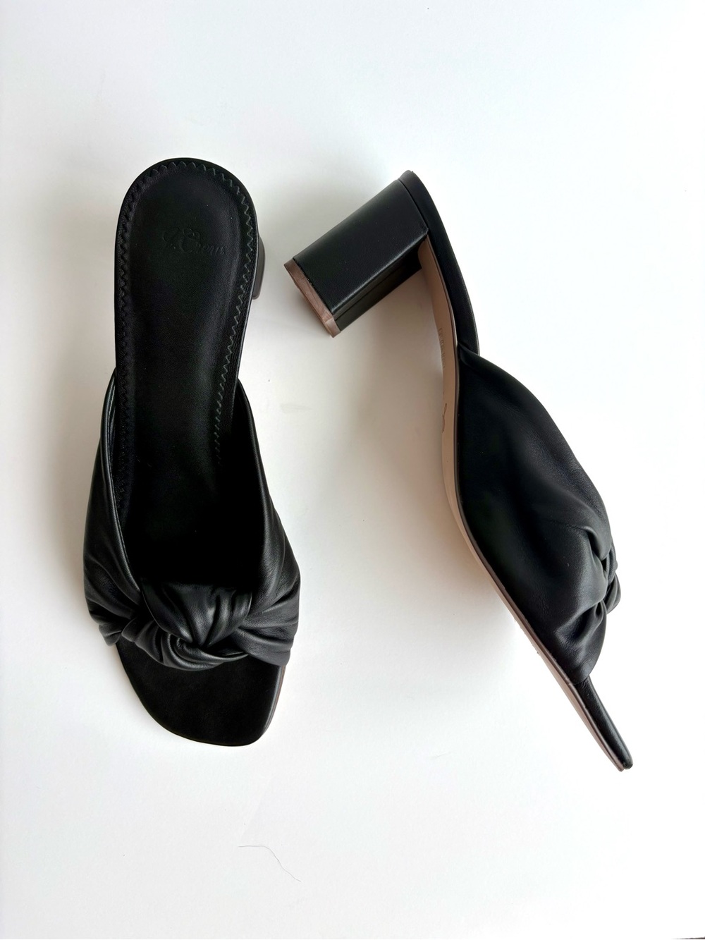 J. Crew Black Knot-Front Block Heel Mules, Size 10.5